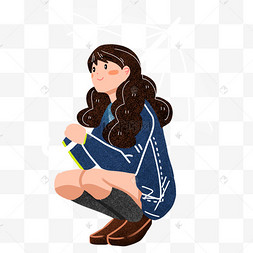 彩色蹲着的女士