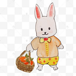 手绘卡通兔妈妈插画