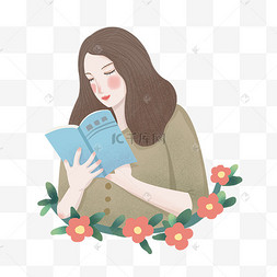 手拿书本看书的女生