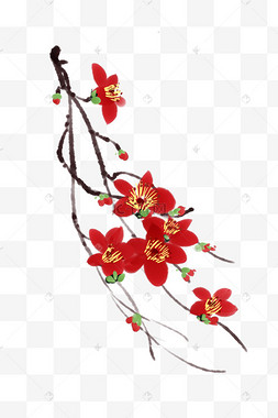 微笑云朵形态简笔画手绘木棉花元素之卡通红色植物花开花花朵木棉花