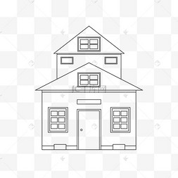 卡通黑白扁平房子线条