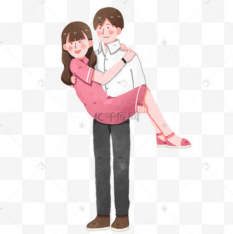 情人节爱情男孩女孩美好卡通公主抱