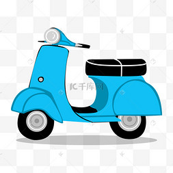 手绘卡通蓝色电动车手绘人物贝雷帽穿黄毛衣女生可商用元素天气贴纸