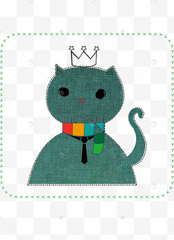 彩色毛线团卡通贴纸卡通可爱的猫咪闭眼的猫咪猫咪图案手领包简笔画简