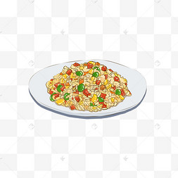 卡通手绘美食五彩炒饭免抠素材下