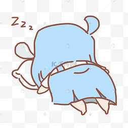 呼呼大睡表情蓝色女孩插画