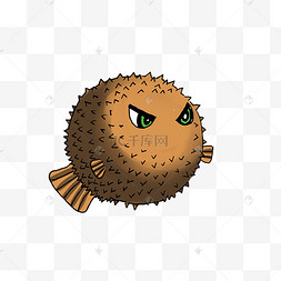 生气鼓起的可爱河豚