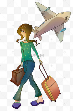 一家人去旅行免抠图宇航员弹吉他漫画风漫画假日人物卡通男孩拿着行