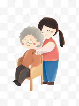 靓仔给我捶捶背小鸡表情包手绘矢量重阳节卡通人物透明底免抠卡通手绘