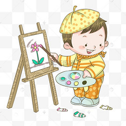 手绘卡通可爱小朋友画画插画