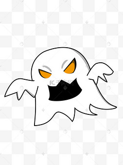 手绘创意万圣节漂浮恐怖幽灵怪物