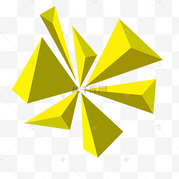 形立体箭头ppt插图监控区域警示牌插画三维立体三角形元素黄色播放器