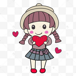 卡通小女孩爱心