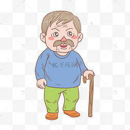 白发老头老年人插画老年人老头西装眼镜彩色圣诞老人重阳节老头和老