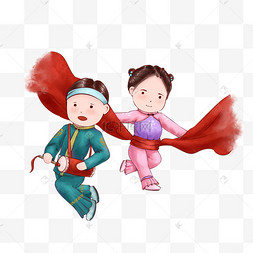 扭秧歌卡通手绘