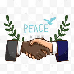 手绘和平握手插画png免抠素材