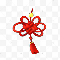 红色流苏中国结插画q版卡通可爱打瞌睡小女孩流口水的卡通大便表情