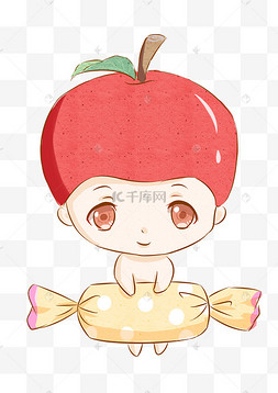 苹果拟人q版卡通手绘卡通苹果糖17