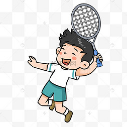 男生秋季运动会羽毛球比赛羽毛球的男孩png免抠素材低聚合奥运运动