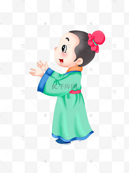 q萌可爱古代男子设计儿童卡通q版双马尾戴皇冠的双马尾小公主免抠q萌