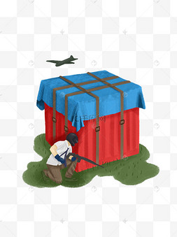 空投素材夏季食物卡通手绘樱桃味甜筒中国古代农民卡通人物插画在医院