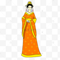 手绘矢量免抠卡通古代皇宫妃子