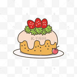 一个草莓蛋糕插画