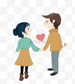 手拉手卡通情侣