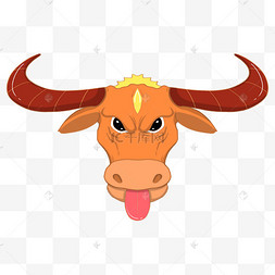 手绘卡通牛头