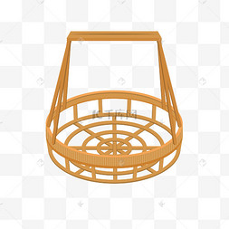 手绘矢量扁平竹编竹篮