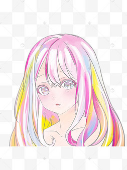 彩绘可爱漫画女孩设计可商用元素