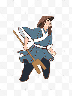 古代人物设计可商用元素鸡和鸡蛋的农夫海洋海边农夫船边框成语拔苗助