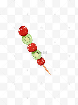 一串串红色糖葫芦插画红色手绘糖葫芦食物元素冬季美食糖葫芦山楂手绘