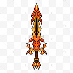 手绘红色刀剑插画