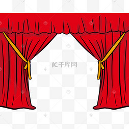 卡通手绘红色的幕布