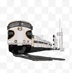 手绘卡通火车进站回家春运