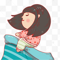 睡觉踢被子的小女孩插画