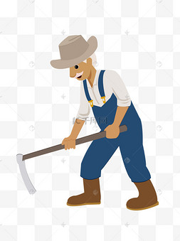 素材c4d立体农民工人物戴着帽子的农夫手绘设计图男性农夫挤奶母牛