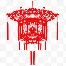 元宵节花灯剪纸免扣素材古典孔明灯手绘插画元宵节红黄暖色系汤圆浴