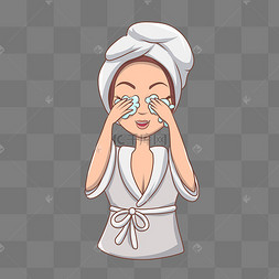 涂抹护肤品的女人插画