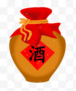 橘黄色的酒坛子插画