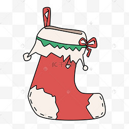 长筒袜边框圣诞红色长筒袜卡通插画红色和白色带蕾丝的袜子可以挂起来