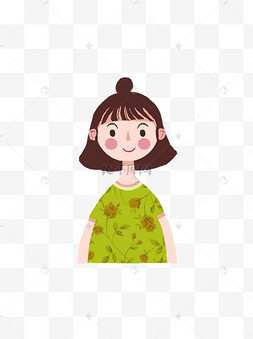 人物元素之半丸子头小清新女孩头