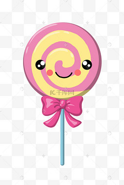 可爱的圆形棒棒糖插画卡通风舔棒棒糖的小孩六一儿童节拿着彩色棒棒糖