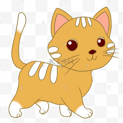 萌宠卡通小猫手绘插画童话世界松鼠手绘插画呆萌动物小花猫手绘插画