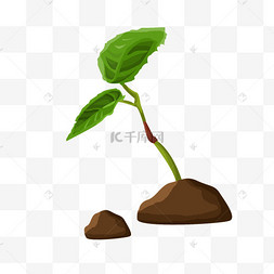 水彩土壤植物发芽插画