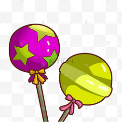 美味的棒棒糖插画卡通果绿色节日帽子