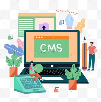 可爱卡通桌面cms信息管理插画