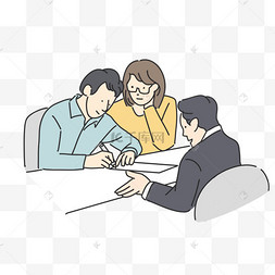 商务人士团队办公沟通图画