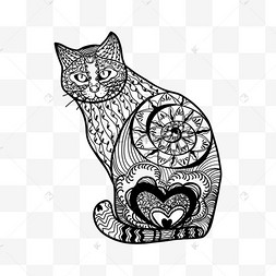 抽象创意禅绕画猫咪